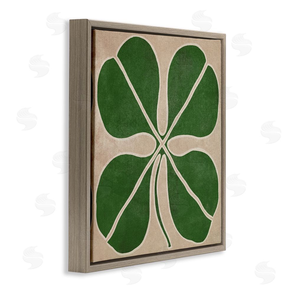 June Erica Vess Four Leaf Symmetry Brown Floating Frame Canvas Wall Art Print