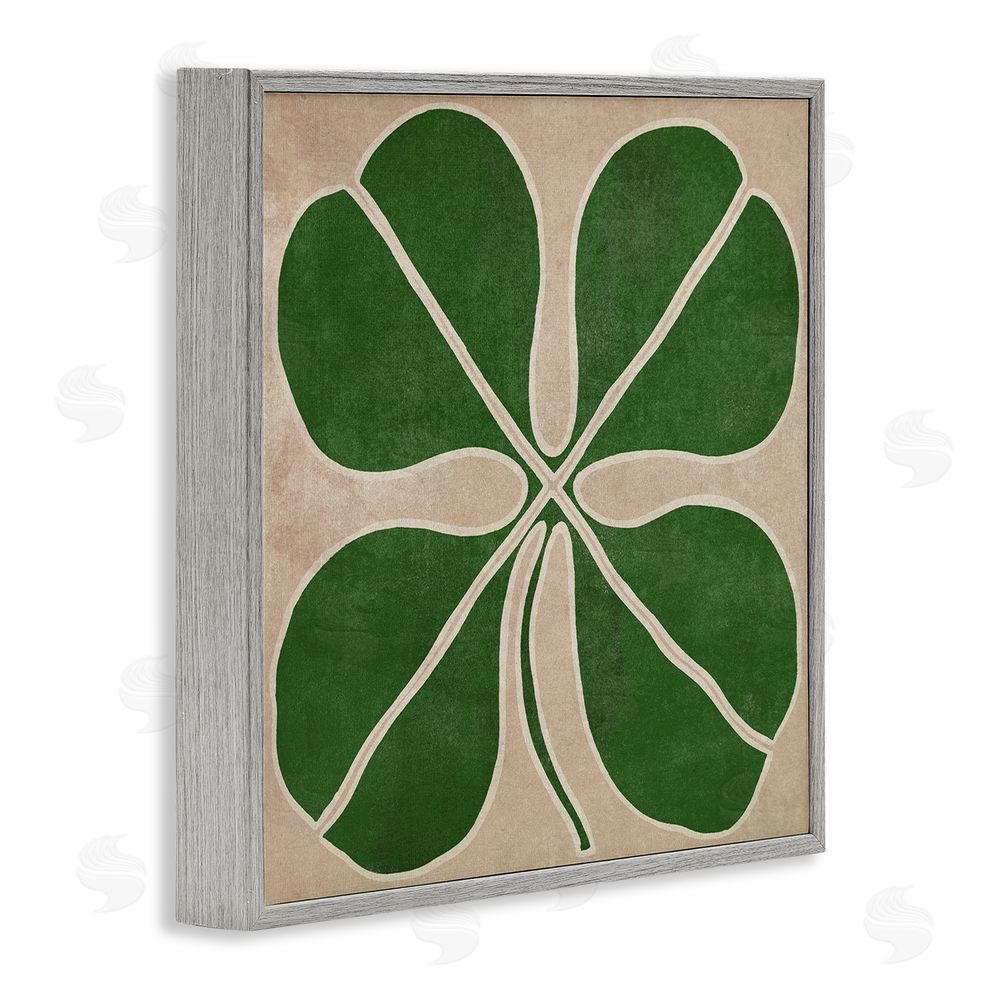 June Erica Vess Four Leaf Symmetry Gray Framed Giclee Print Wall Art