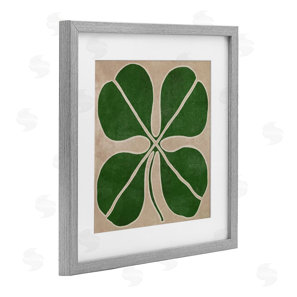 June Erica Vess Four Leaf Symmetry Gray Framed Print Under Glass Wall Art