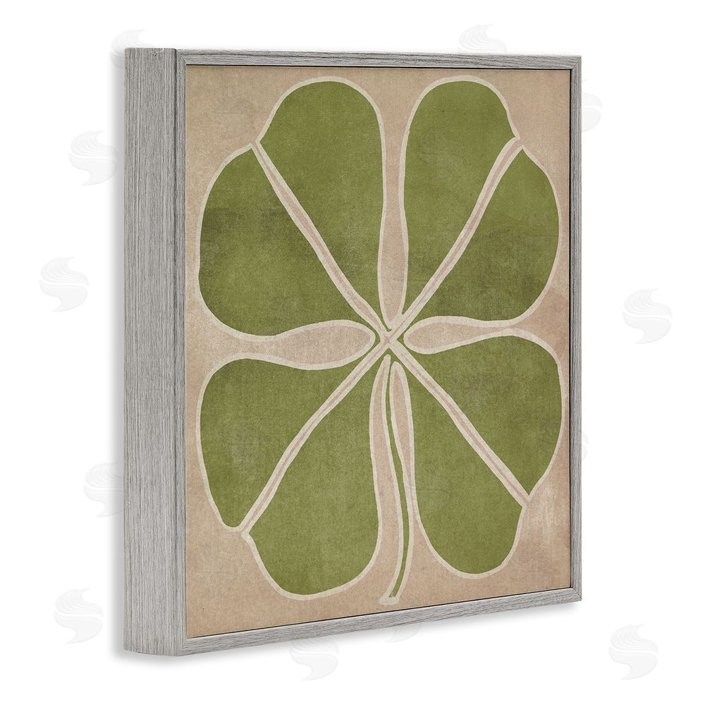 June Erica Vess Neutral Symmetrical Clover Gray Framed Giclee Print Wall Art