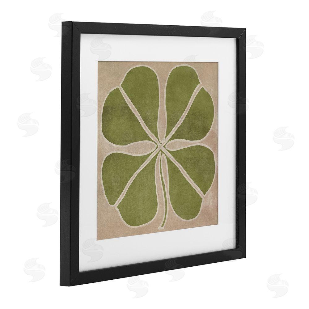 June Erica Vess Neutral Symmetrical Clover Black Framed Print Under Glass Wall Art