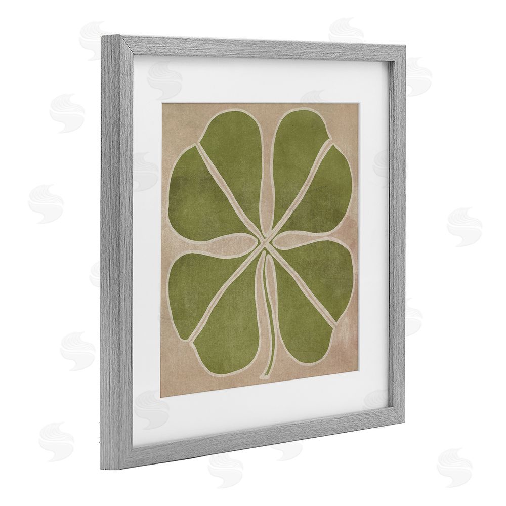 June Erica Vess Neutral Symmetrical Clover Gray Framed Print Under Glass Wall Art