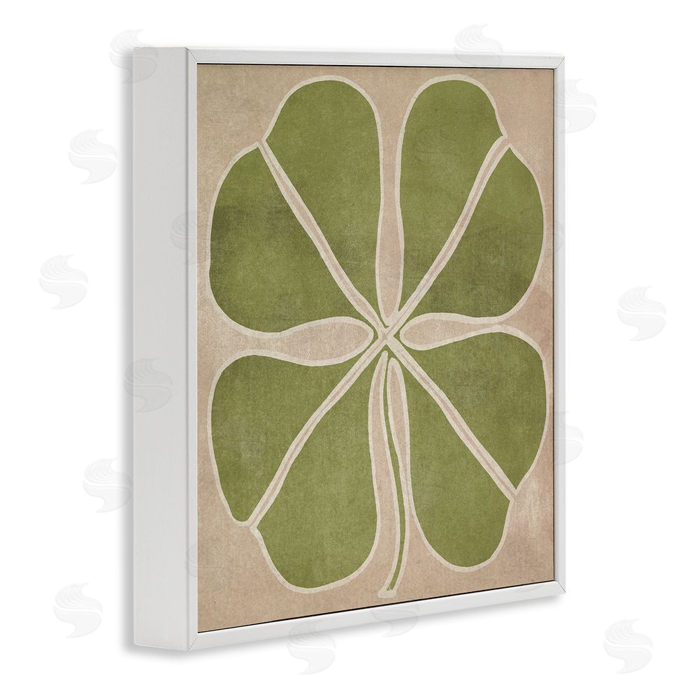 June Erica Vess Neutral Symmetrical Clover White Framed Giclee Print Wall Art