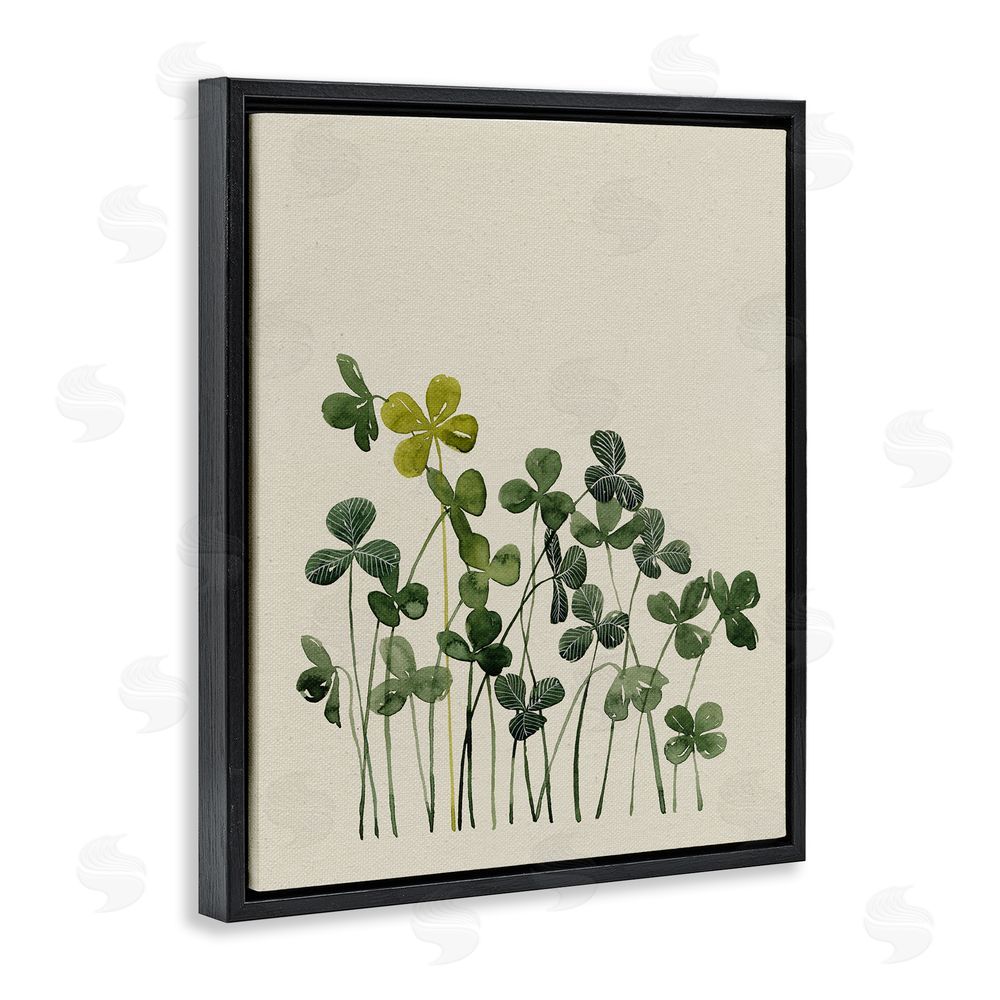 Grace Popp Hidden Gems Clovers Black Floating Frame Canvas Wall Art Print