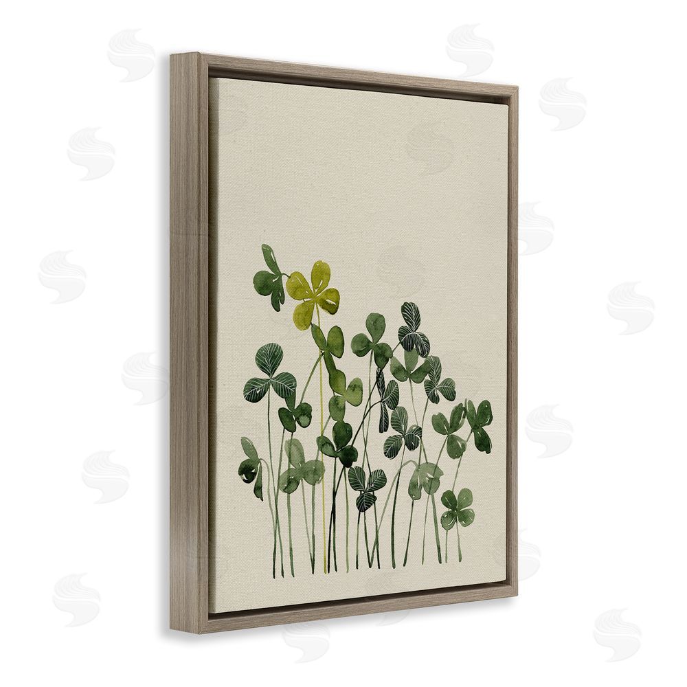 Grace Popp Hidden Gems Clovers Brown Floating Frame Canvas Wall Art Print