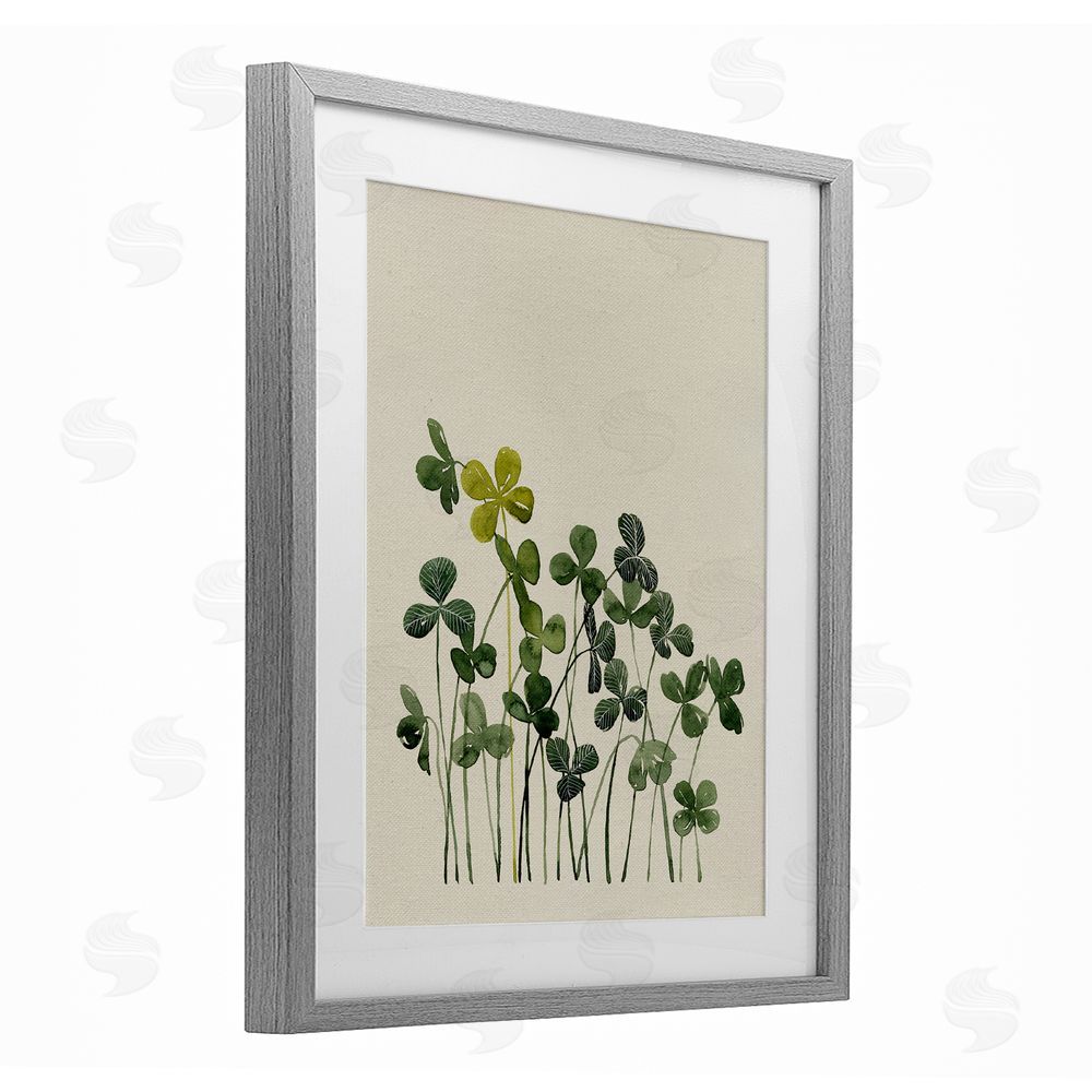 Grace Popp Hidden Gems Clovers Gray Framed Print Under Glass Wall Art