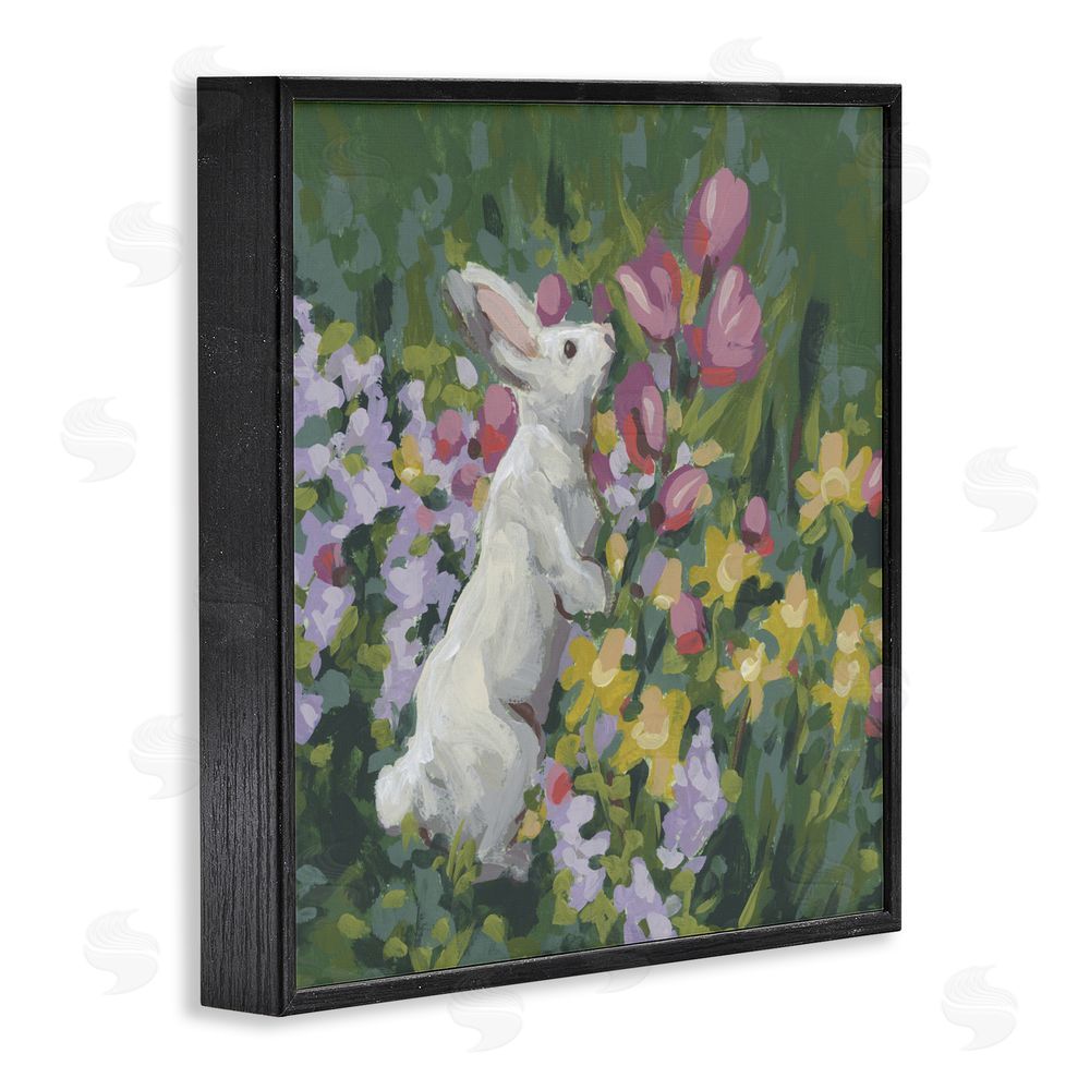 June Erica Vess Bunny in Garden Impression Black Framed Giclee Wall Art Print