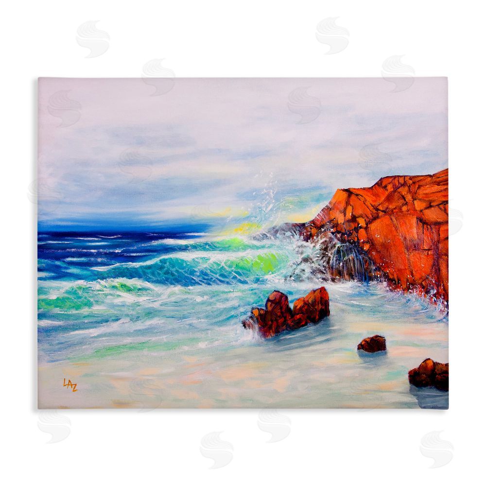 Lee Ann Zirbes Deep Blue Rocky Beach Stretched Canvas Wall Art Print