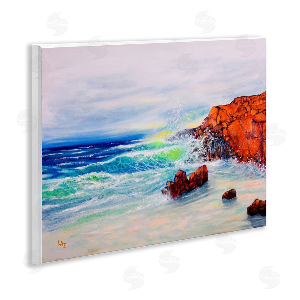 Lee Ann Zirbes Deep Blue Rocky Beach Wooden Wall Plaque Art Print
