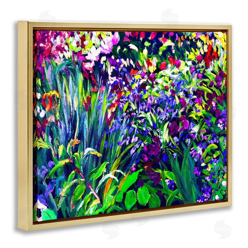 Lee Ann Zirbes Vibrant Confetti Garden Gold Floating Frame Canvas Wall Art Print