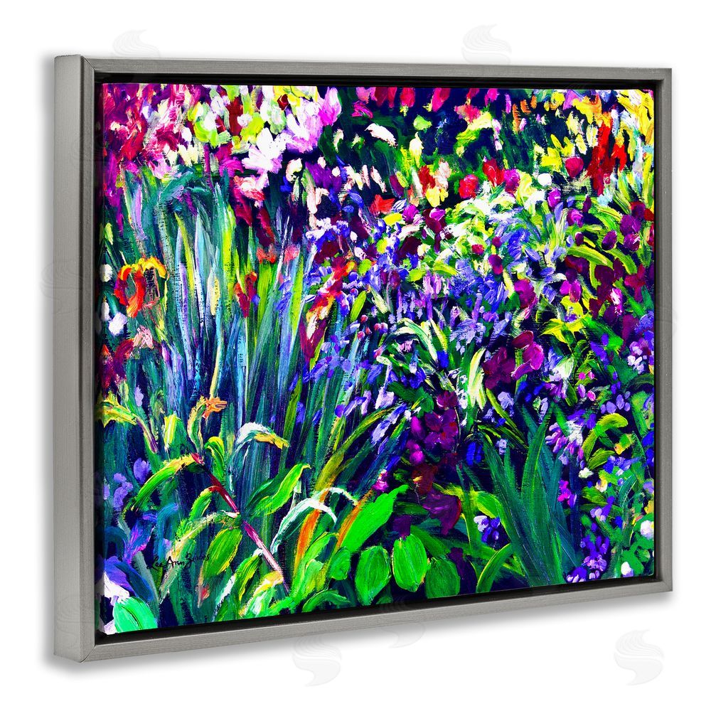 Lee Ann Zirbes Vibrant Confetti Garden Gray Floating Frame Canvas Wall Art Print