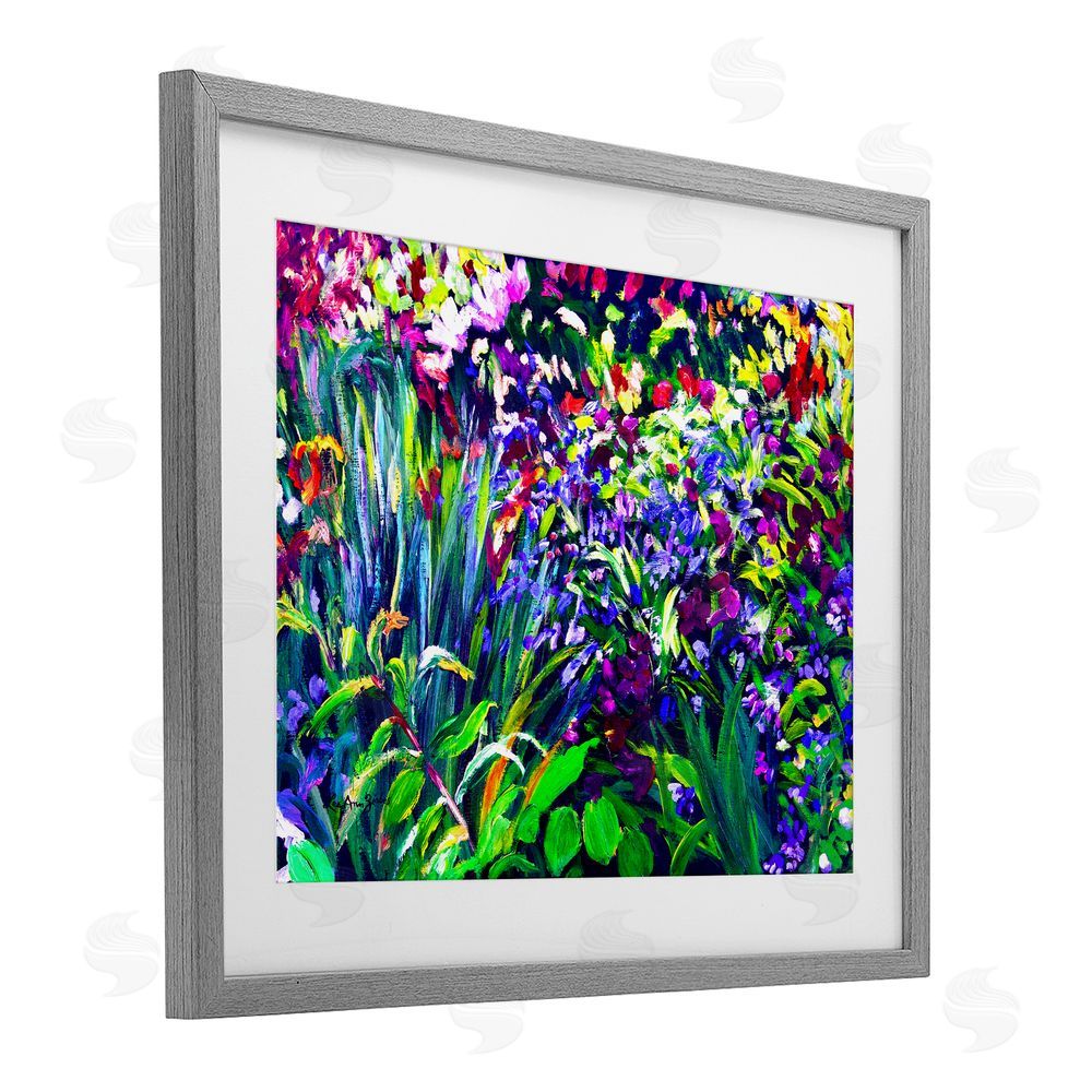 Lee Ann Zirbes Vibrant Confetti Garden Gray Framed Print Under Glass Wall Art