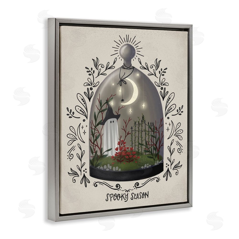 Giao Williams Spooky Season Dome Gray Floating Frame Canvas Wall Art Print