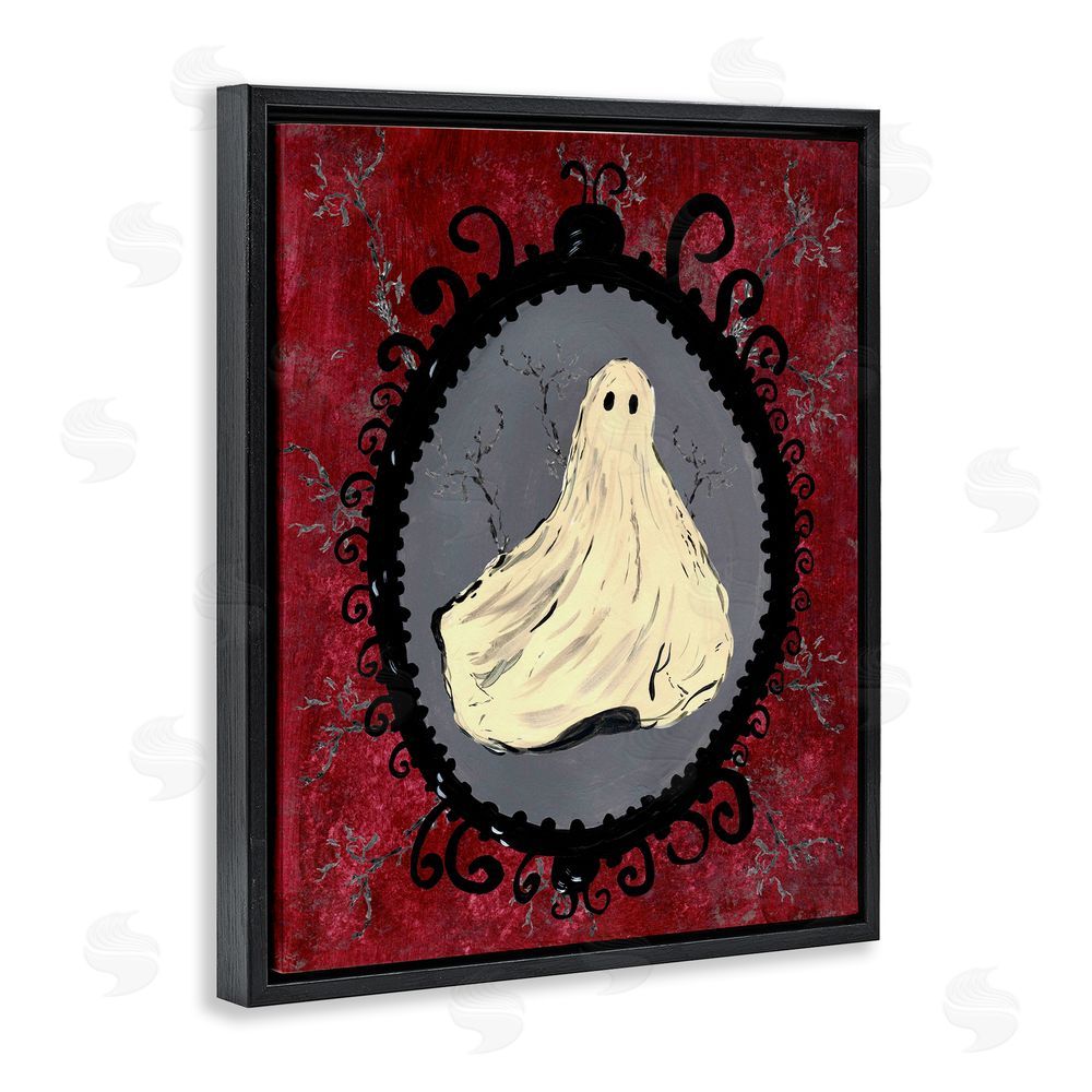 Kara Keller Designs Gothic Vintage Ghost Black Floating Frame Canvas Wall Art Print