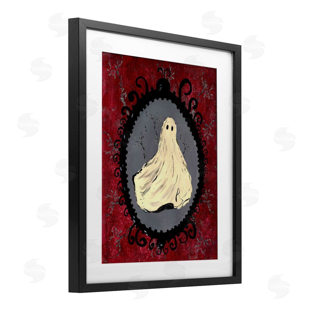 Kara Keller Designs Gothic Vintage Ghost Black Framed Print Under Glass with White Mat Wall Art
