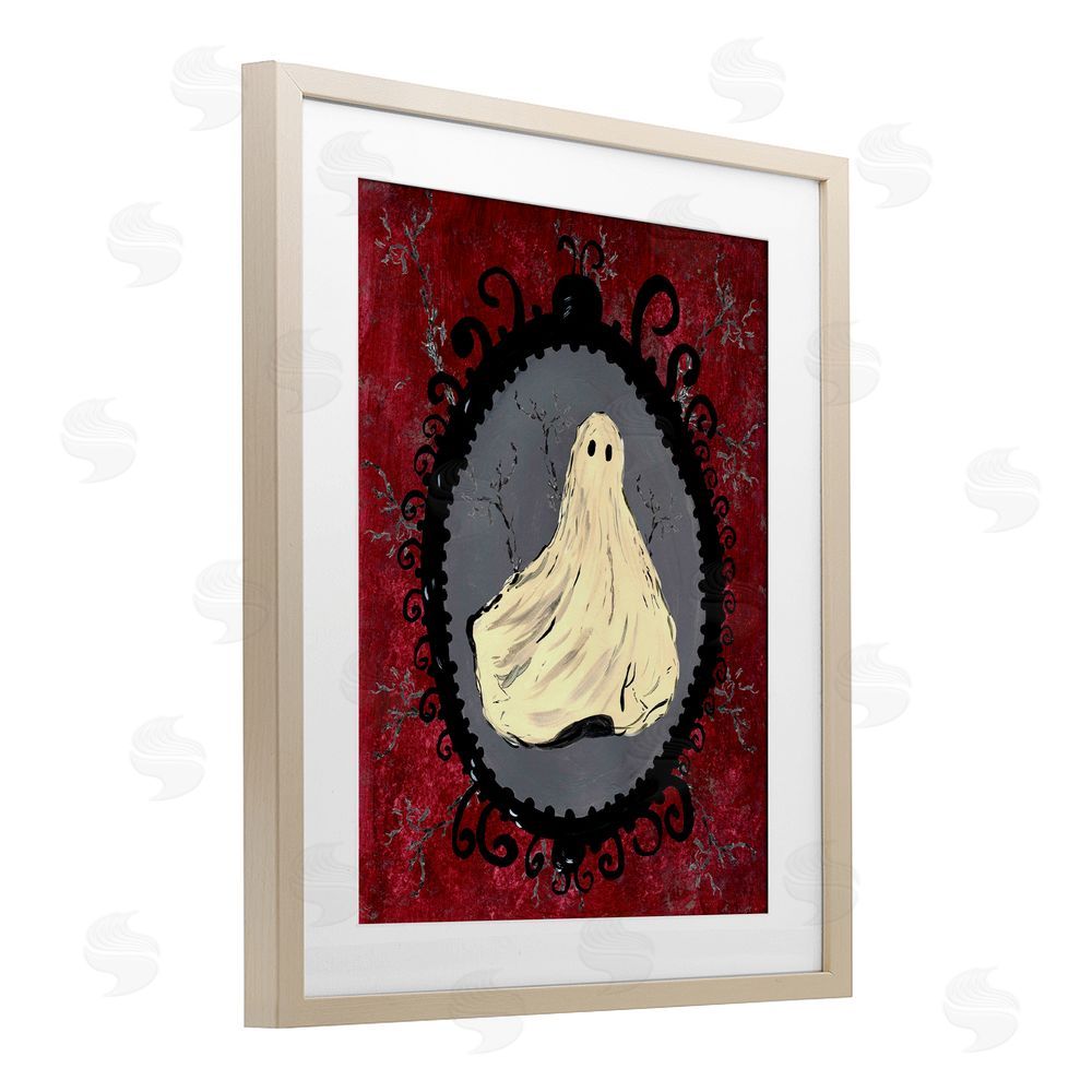Kara Keller Designs Gothic Vintage Ghost Birch Framed Print Under Glass with White Mat Wall Art