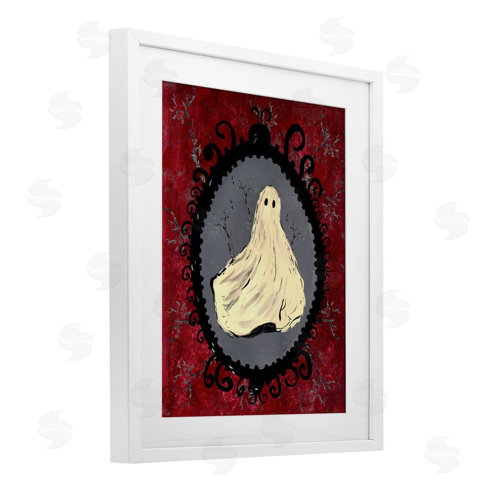 Kara Keller Designs Gothic Vintage Ghost White Framed Print Under Glass with Mat Wall Art
