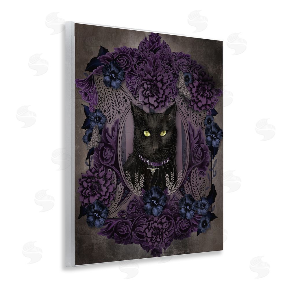 Lori Mosley Black Cat with Gothic Florals Wall Plaque Art Print