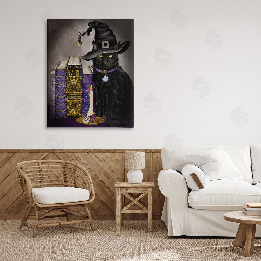 Lori Mosley Black Cat Gothic Books Canvas Art on Wall