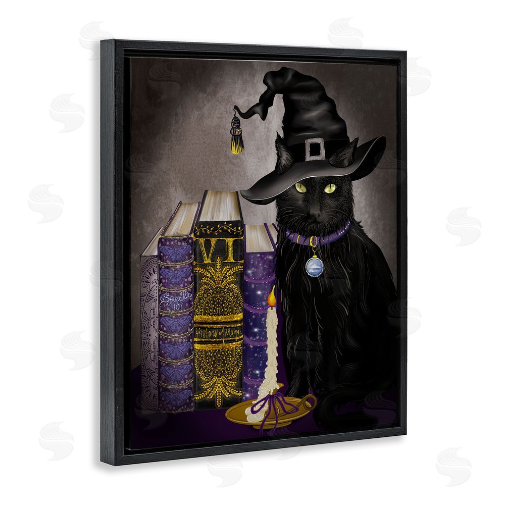 Lori Mosley Black Cat Gothic Books Black Floating Frame Canvas Wall Art Print