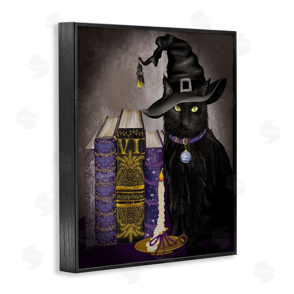 Lori Mosley Black Cat Gothic Books Black Framed Giclee Wall Art Print