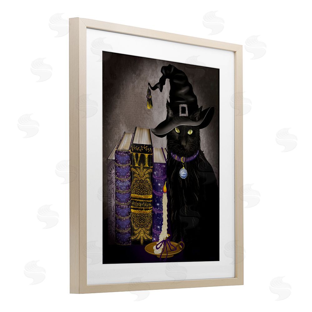 Lori Mosley Black Cat Gothic Books Birch Framed Print Under Glass with White Mat Wall Art