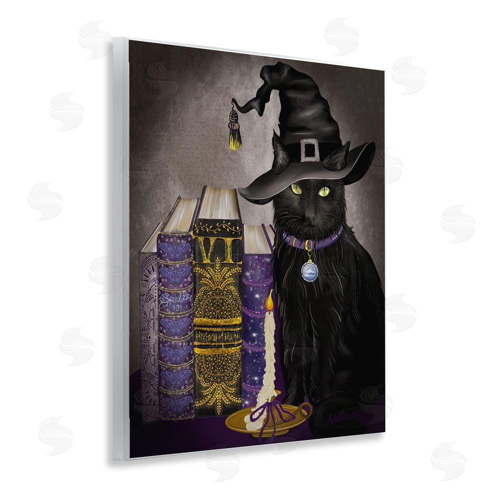 Lori Mosley Black Cat Gothic Books Wall Plaque Art Print