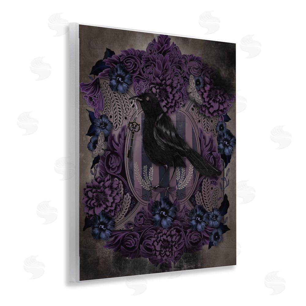 Lori Mosley Raven with Gothic Florals Wall Plaque Art Print