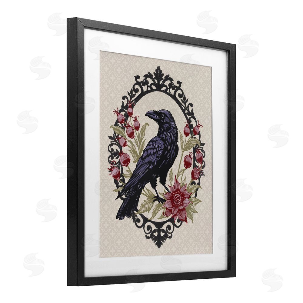 Radhika Modi Never More Ornate Raven Black Framed Print Under Glass with White Mat Wall Art