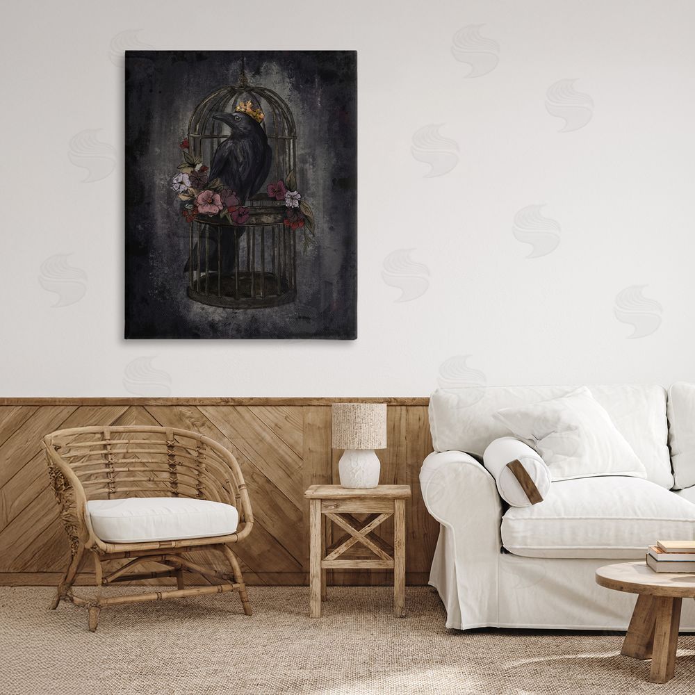 Denise Bartkus Raven King in Cage Canvas Art on Wall