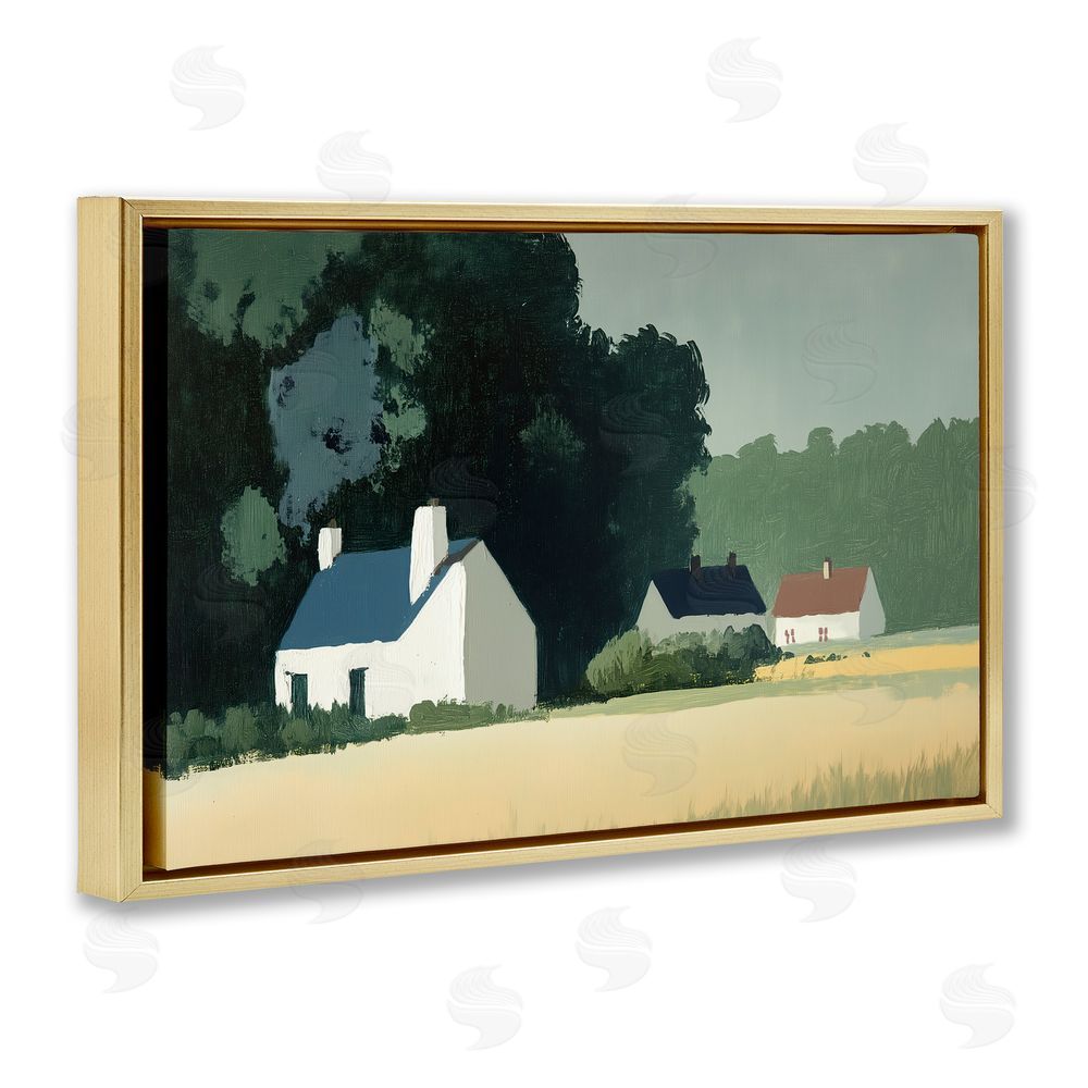 Annabelle Hall American Life in Serene Cottages Gold Floating Frame Canvas Wall Art Print