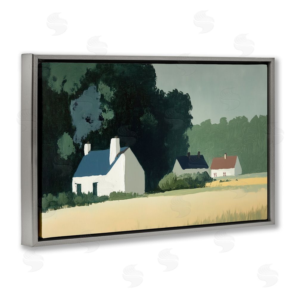 Annabelle Hall American Life in Serene Cottages Gray Floating Frame Canvas Wall Art Print