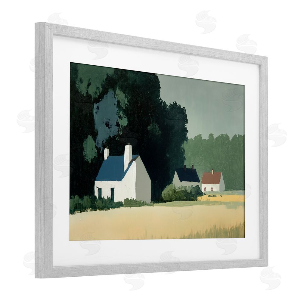 Annabelle Hall American Life in Serene Cottages Gray Framed Print Under Glass Wall Art