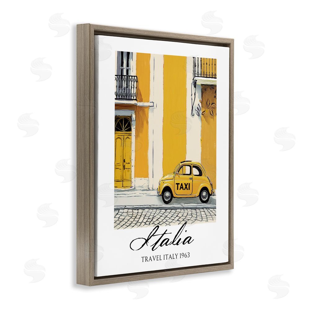 Annabelle Hall Travel Italia Taxi Brown Floating Frame Canvas Wall Art Print