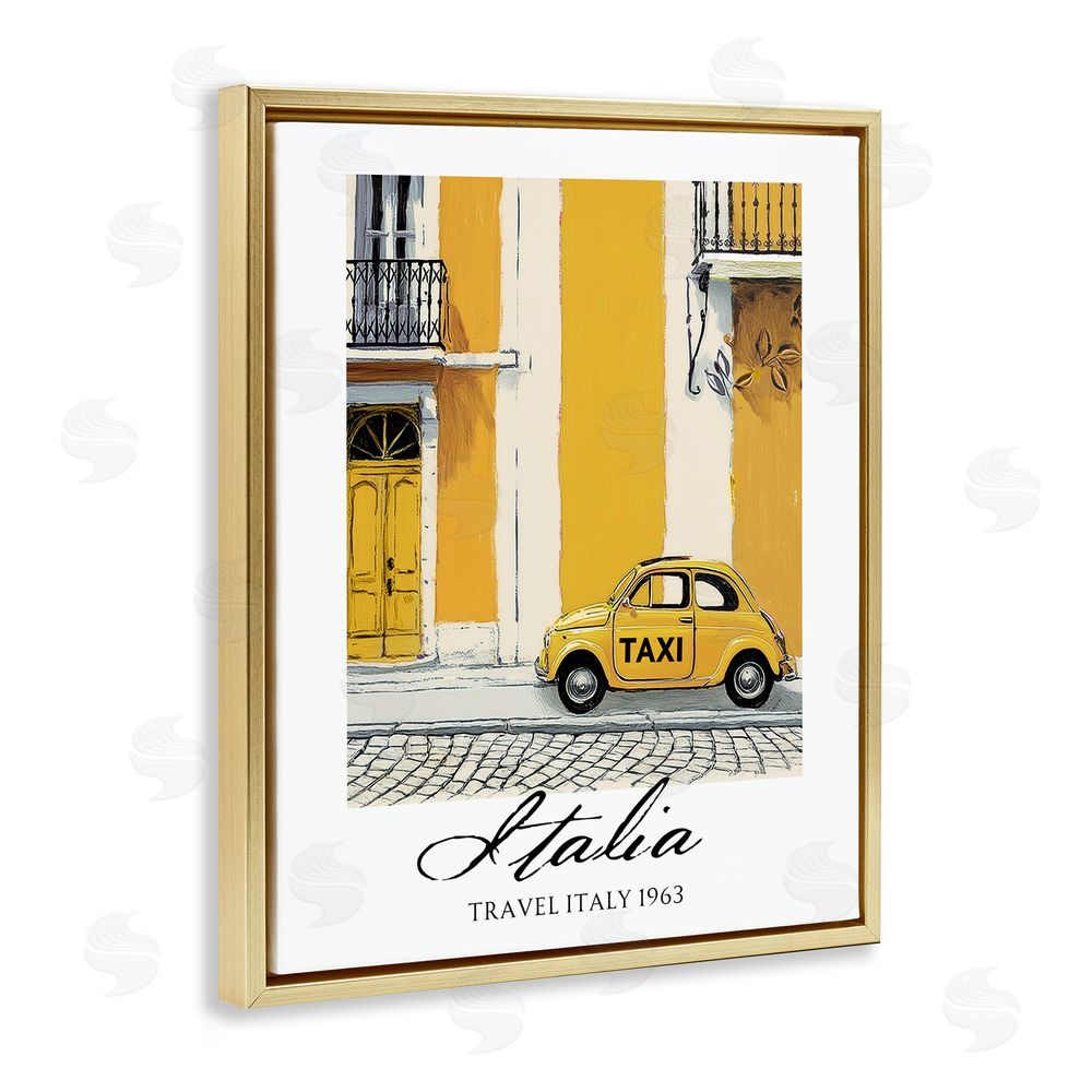 Annabelle Hall Travel Italia Taxi Gold Floating Frame Canvas Wall Art Print