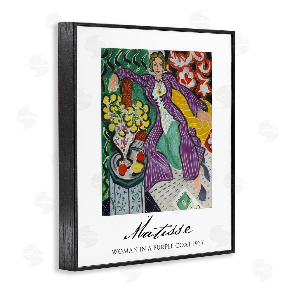 Vintage Hustle Matisse Woman In Purple Coat Black Framed Giclee Wall Art Print