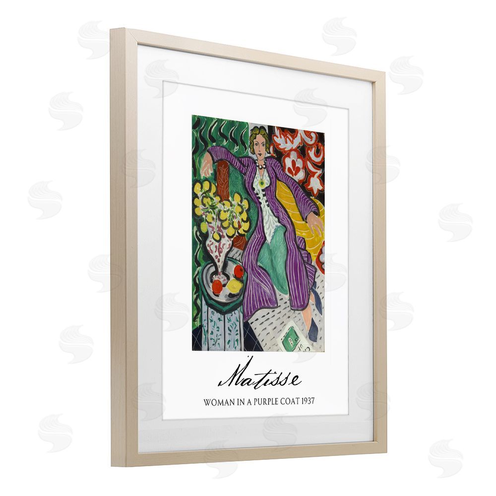 Vintage Hustle Matisse Woman In Purple Coat Brown Framed Print Under Glass Wall Art
