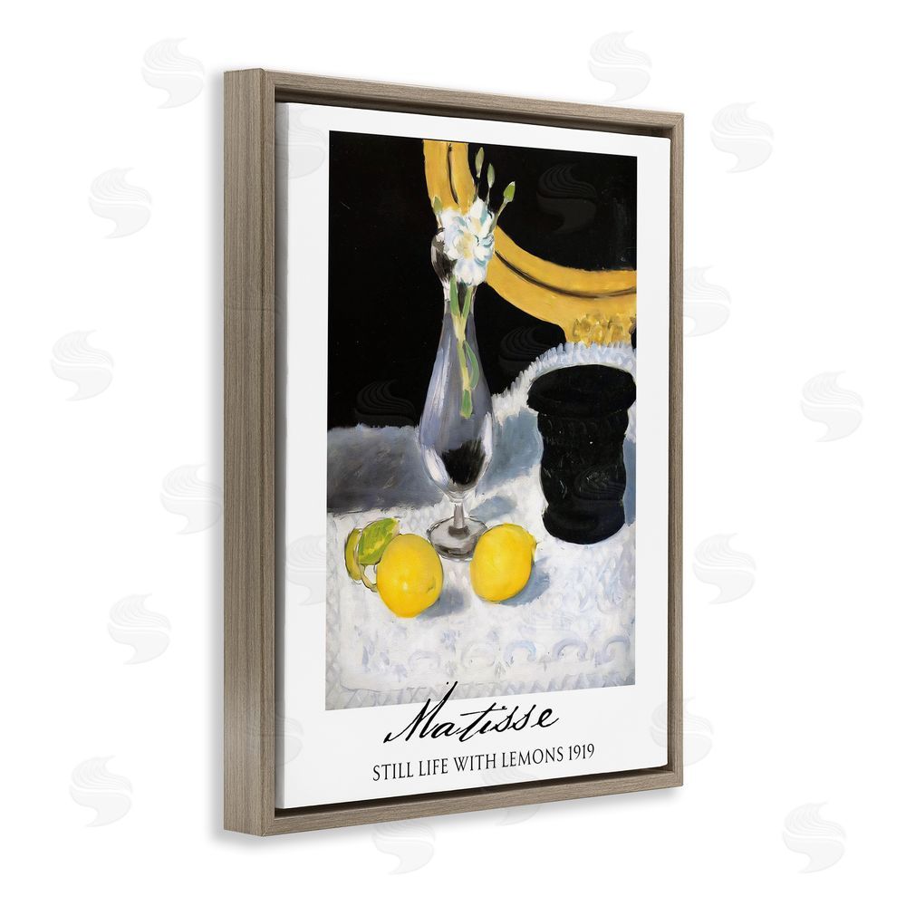 Vintage Hustle Matisse Still Life Lemons Brown Floating Frame Canvas Wall Art Print