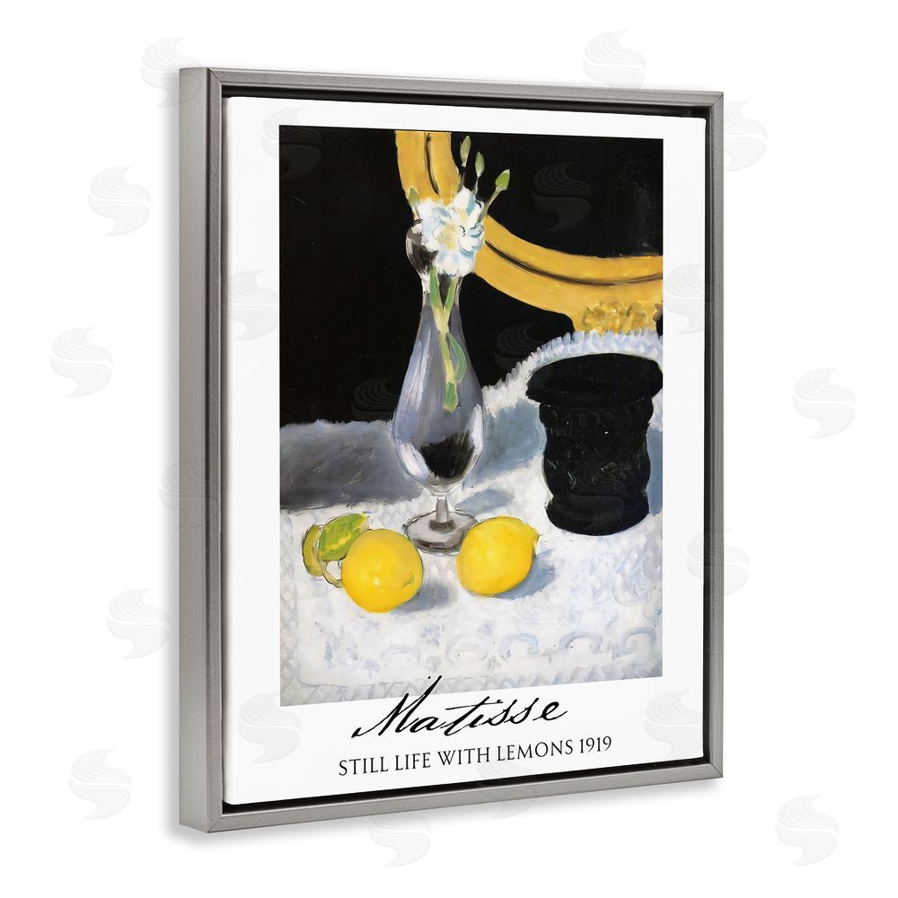 Vintage Hustle Matisse Still Life Lemons Gray Floating Frame Canvas Wall Art Print