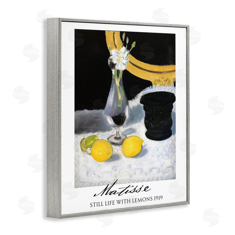 Vintage Hustle Matisse Still Life Lemons Gray Framed Giclee Wall Art Print