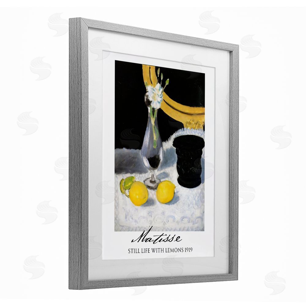 Vintage Hustle Matisse Still Life Lemons Gray Framed Print Under Glass Wall Art