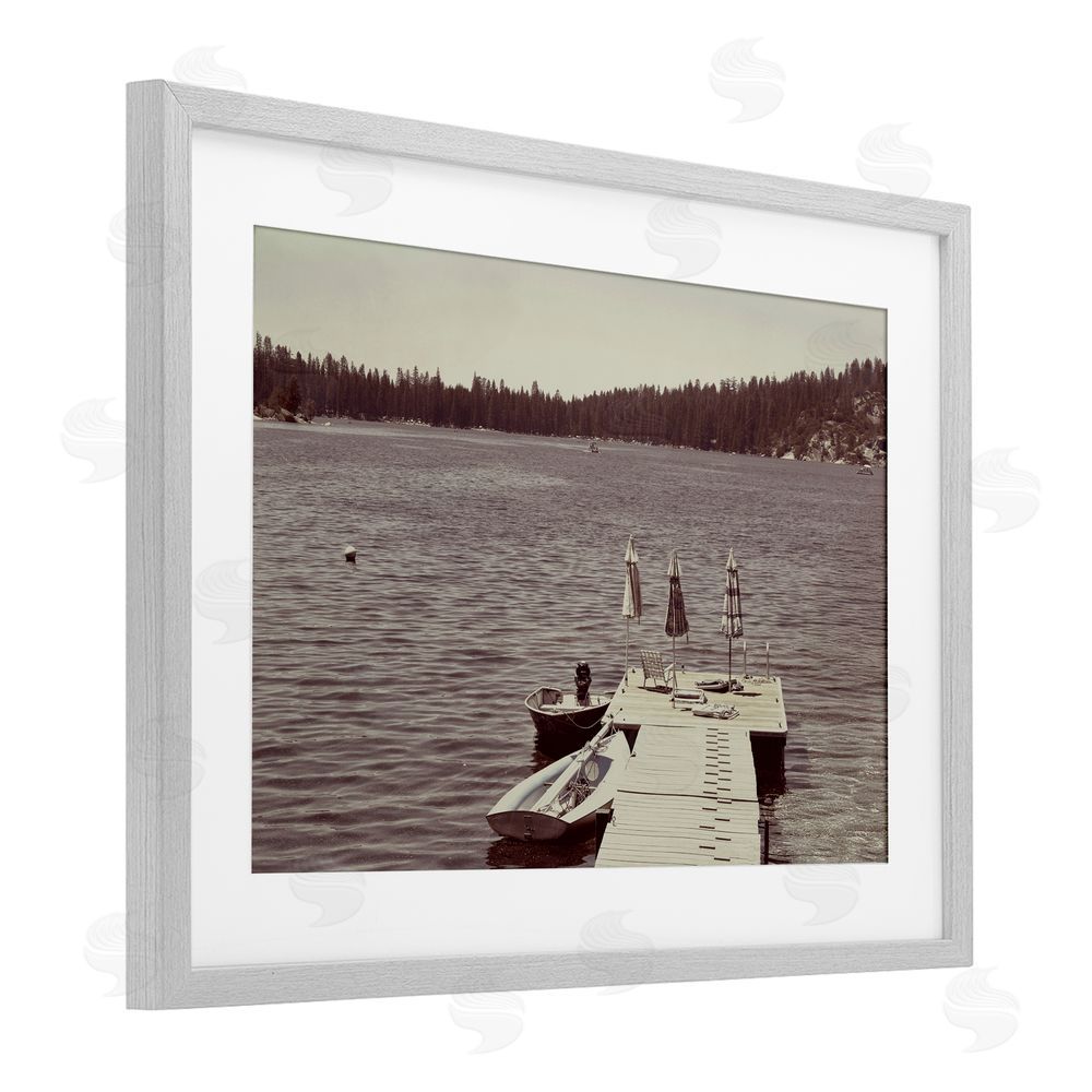 Gemma Bardot Vintage Lake Life Dock Gray Framed Print Under Glass Wall Art
