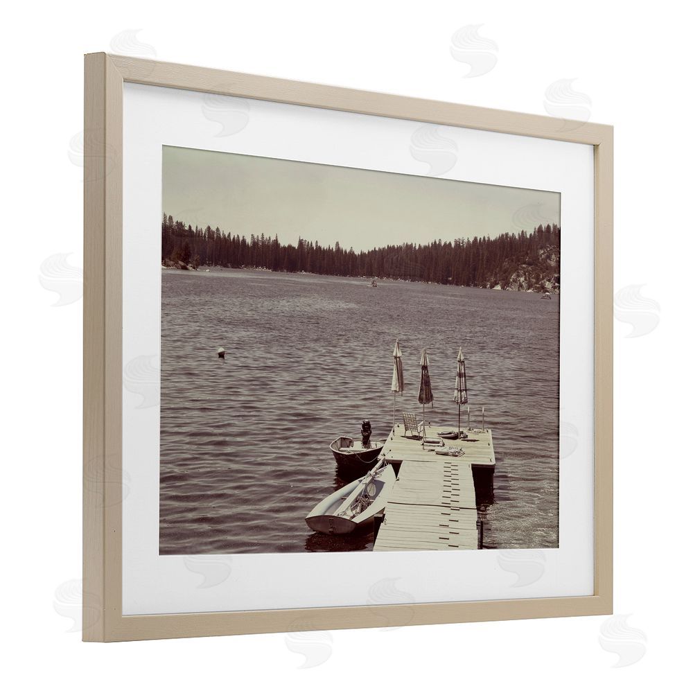 Gemma Bardot Vintage Lake Life Dock Brown Framed Print Under Glass Wall Art