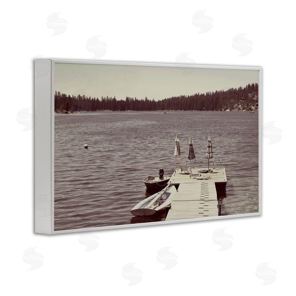 Gemma Bardot Vintage Lake Life Dock White Framed Giclee Wall Art Print