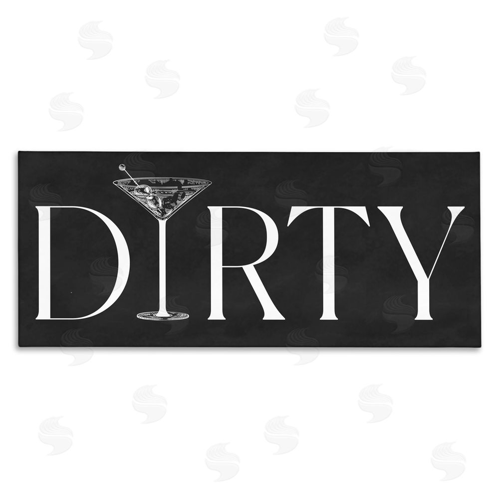 Lettered and Lined Dirty Martini with Chalkboard Lettering Stretched Canvas Wall Art