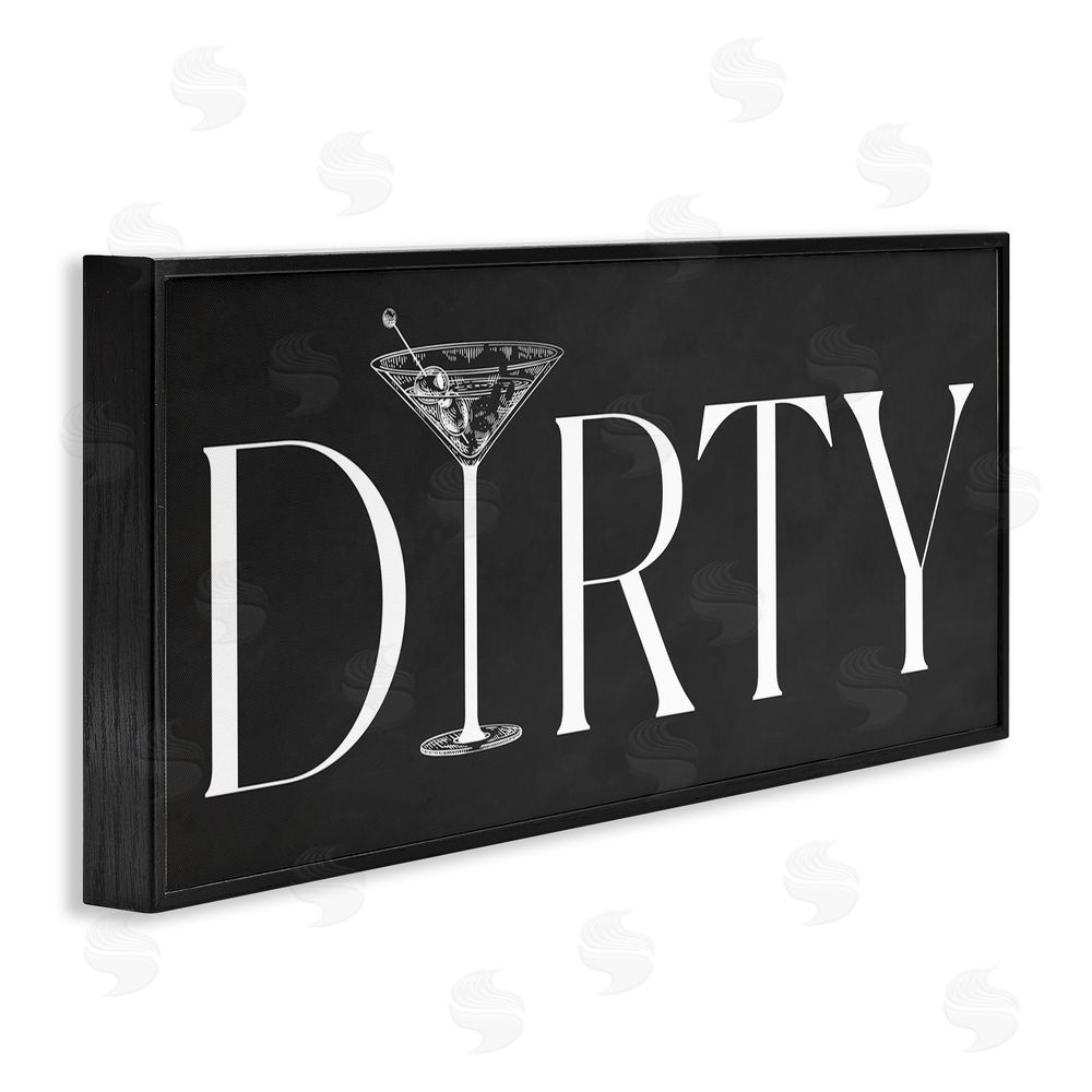 Lettered and Lined Dirty Martini with Chalkboard Lettering Black Framed Giclee Wall Art Print