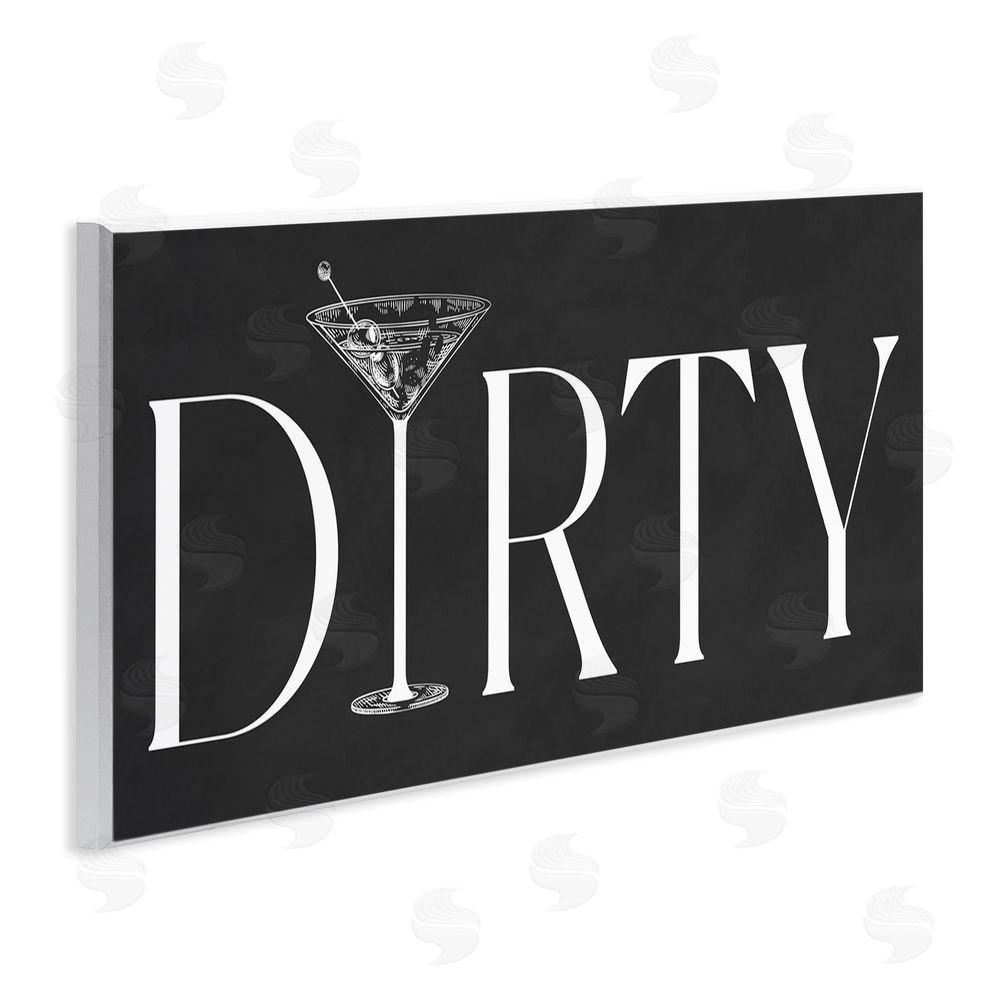 Lettered and Lined Dirty Martini with Chalkboard Lettering Wall Plaque with Fixed Lithograph Print