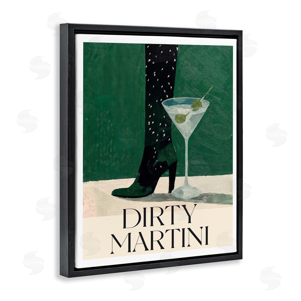 Lettered and Lined Dirty Martini Stylish Heel Black Floating Frame Canvas Wall Art Print