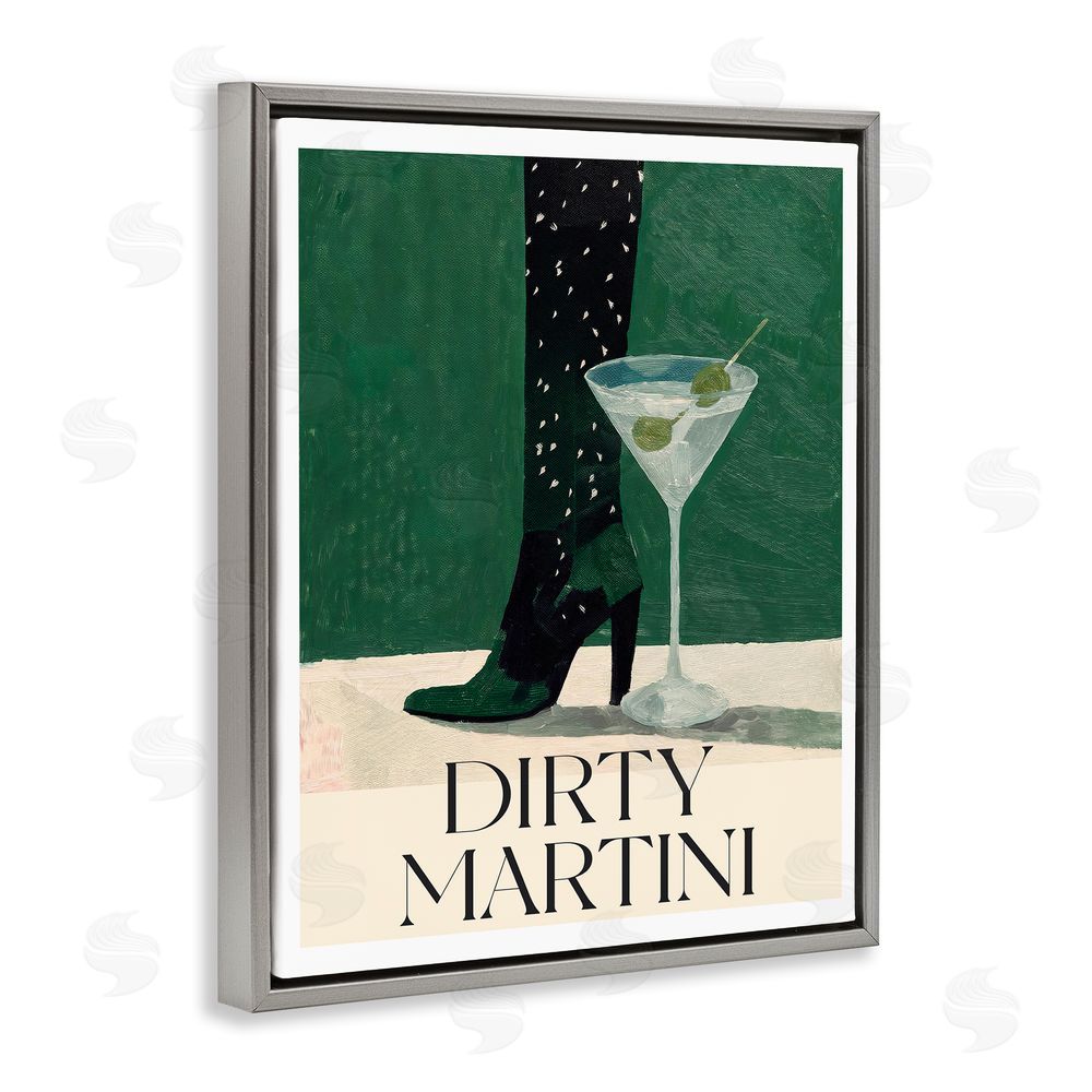 Lettered and Lined Dirty Martini Stylish Heel Gray Floating Frame Canvas Wall Art Print