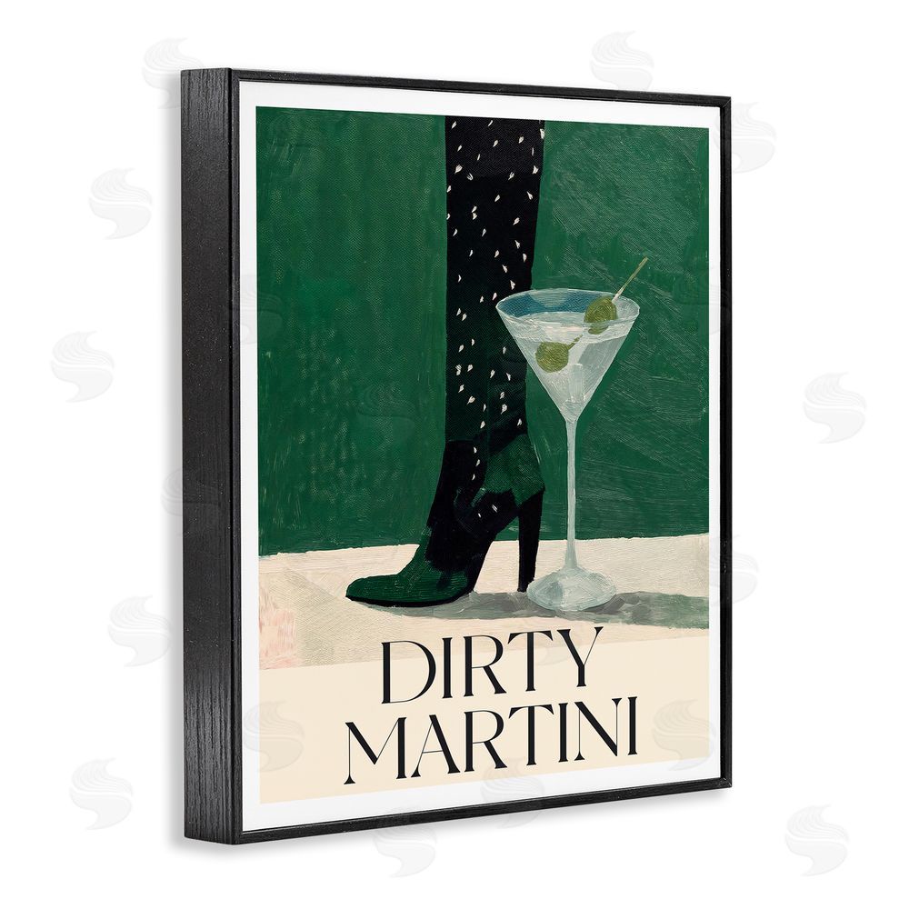 Lettered and Lined Dirty Martini Stylish Heel Black Framed Giclee Wall Art Print